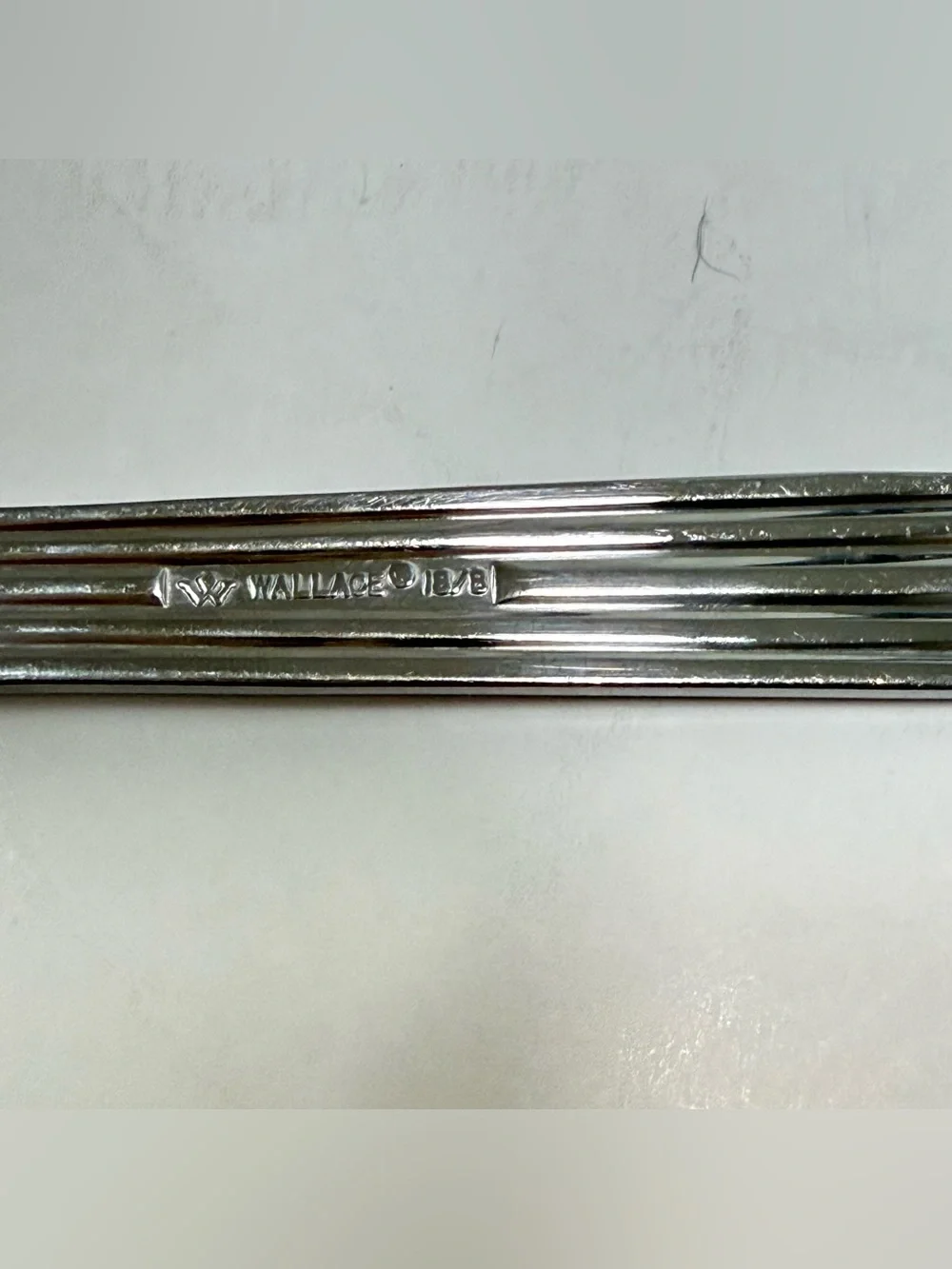 4 Wallace CHARDONNAY Oval Soup Spoons 18/8 Stainless Flatware Ribbed 7 1/2”